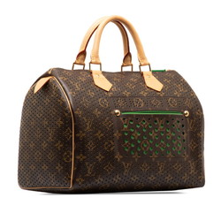 Louis Vuitton Monogram Perforated Speedy 30 Handbag Boston Bag M95181 Brown Vert Green PVC Leather Women's LOUIS VUITTON