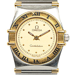 OMEGA Constellation Watch 1270.10.00 Quartz Gold Dial Stainless Steel Plated Ladies