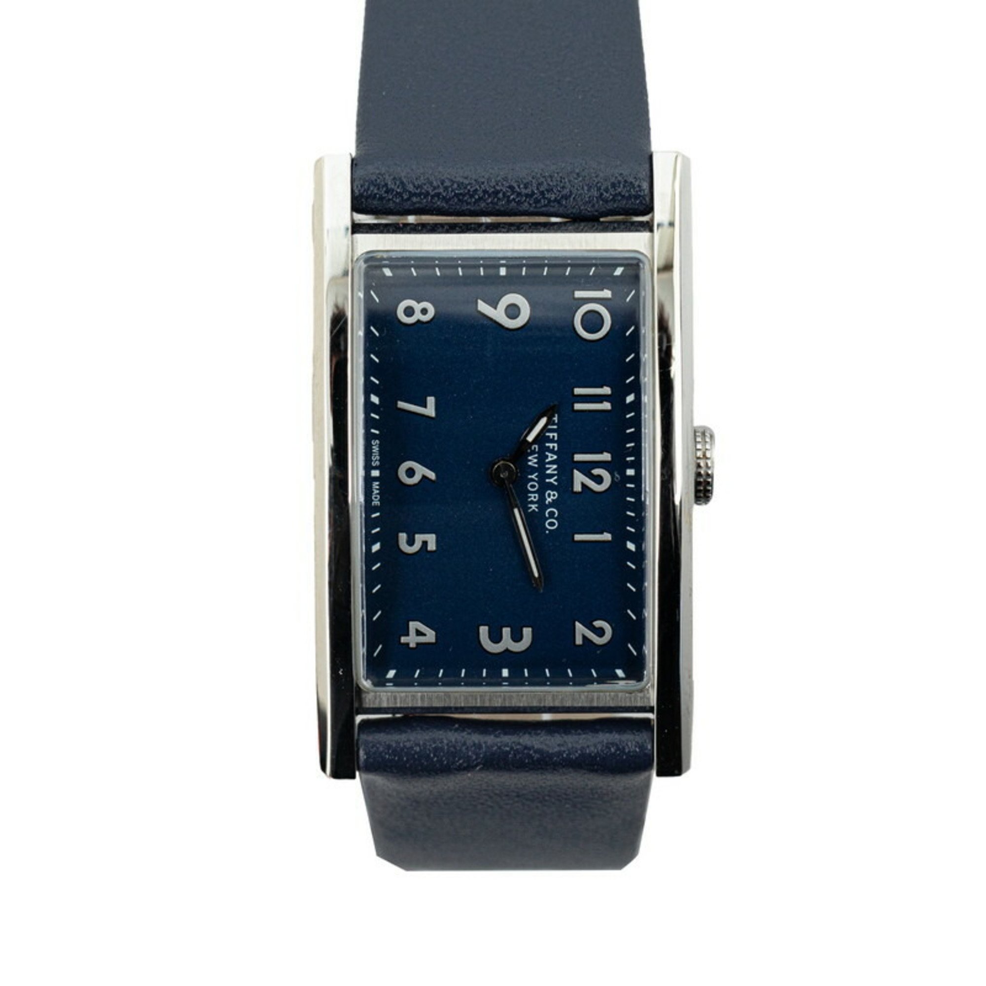 Tiffany East West Watch Quartz Navy Dial Leather Stainless Steel Women's TIFFANY&Co.