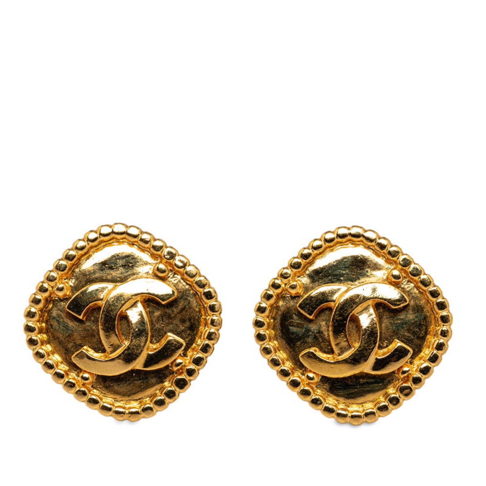 Chanel Coco Mark Earrings Gold Plated Women's CHANEL