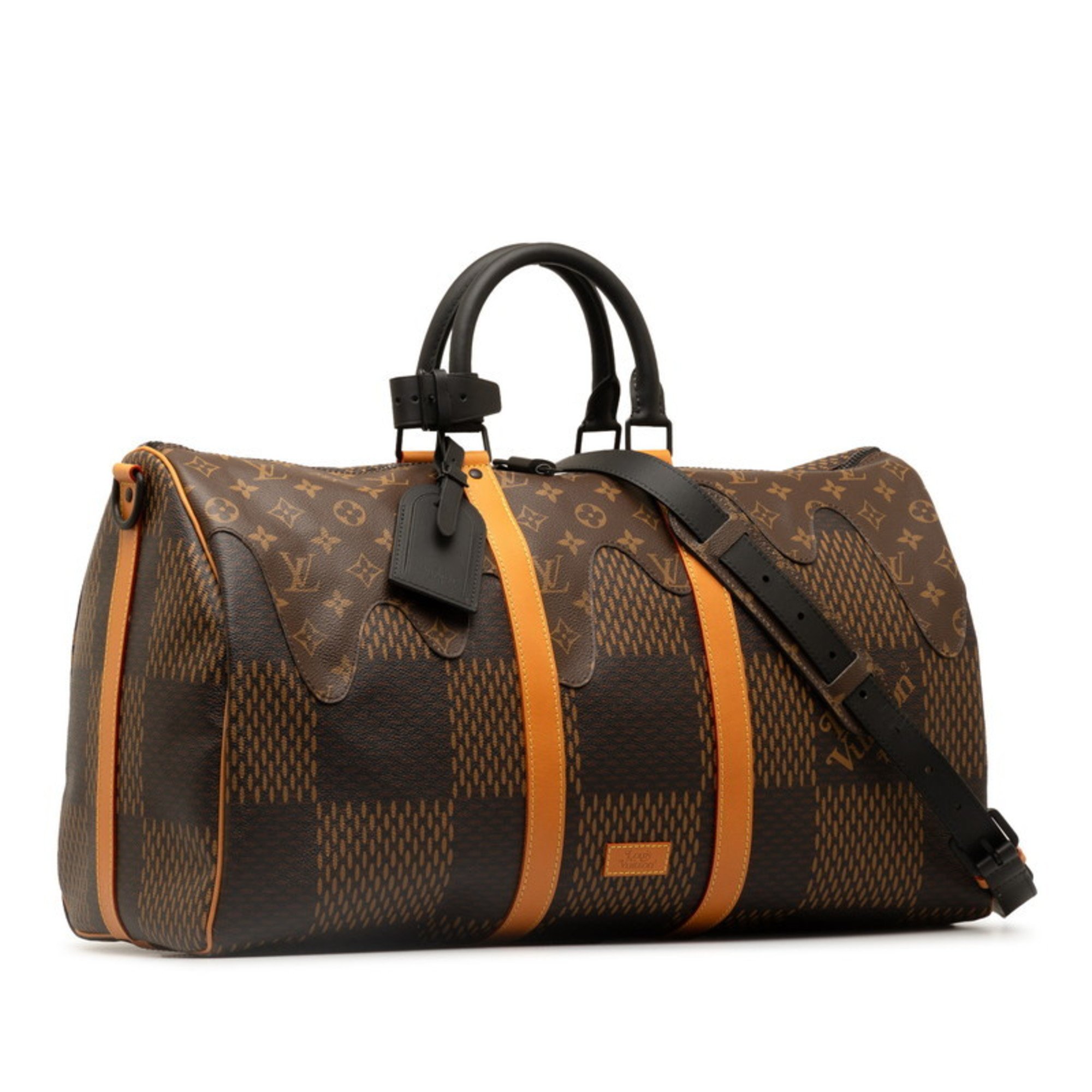 Louis Vuitton Damier Giant Keepall Bandouliere 50 Boston Bag Shoulder N40360 Brown PVC Leather Men's LOUIS VUITTON