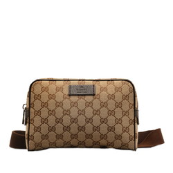 Gucci GG Canvas Body Bag Waist 449174 Beige Brown Leather Women's GUCCI