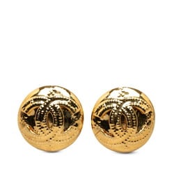 Chanel Coco Mark Stitch Earrings Gold Plated Women's CHANEL