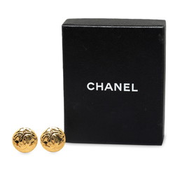 Chanel Coco Mark Stitch Earrings Gold Plated Women's CHANEL