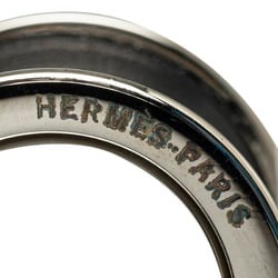Hermes scarf ring black silver metal leather women's HERMES