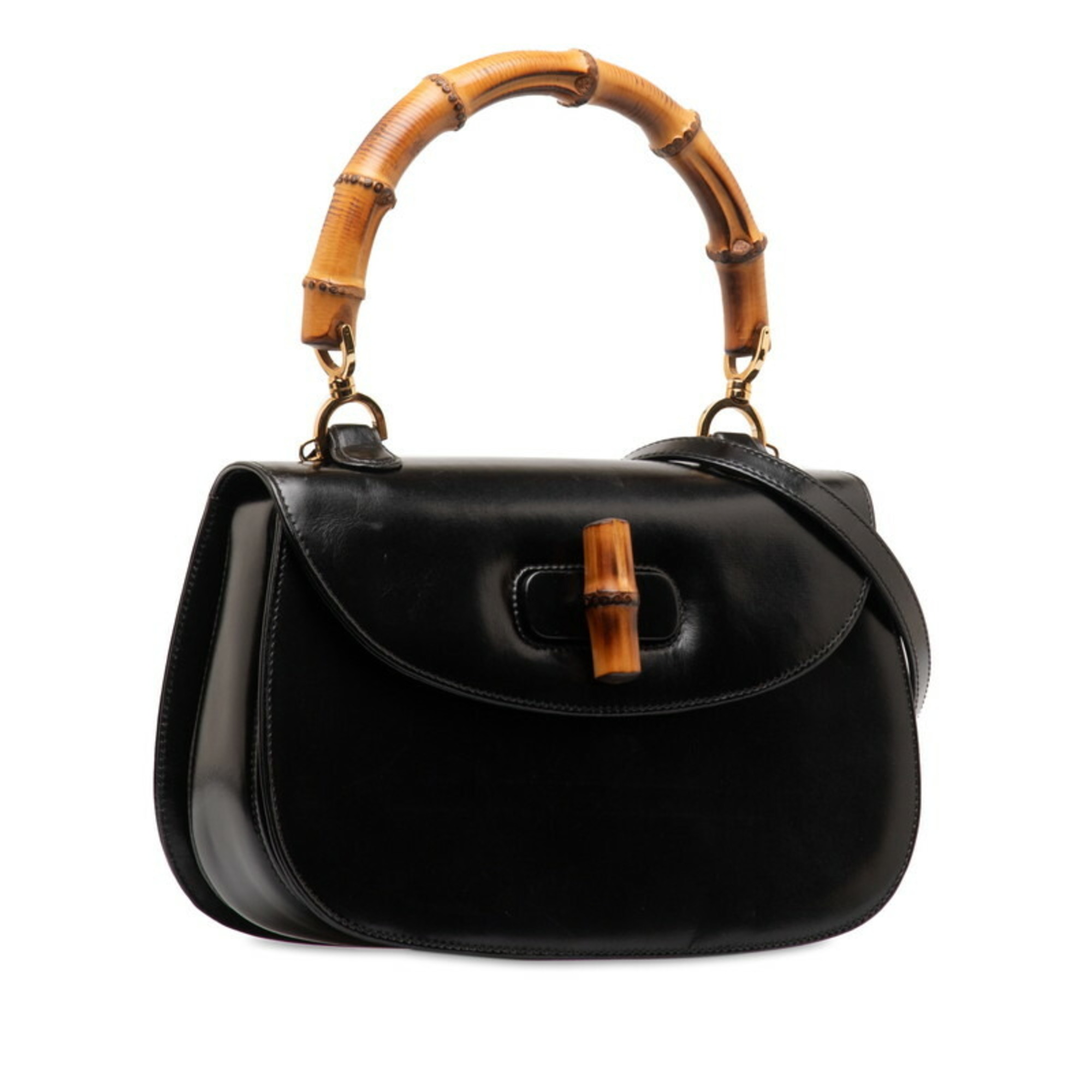 Gucci Bamboo Handbag Shoulder Bag 000 1364 Black Leather Women's GUCCI