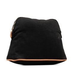 Hermes Bolide Pouch MM Handbag Black Brown Cotton Leather Women's HERMES