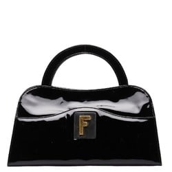 FENDI handbag black patent leather women's