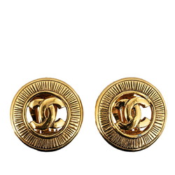 Chanel Coco Mark Round Circle Earrings Gold Plated Women's CHANEL