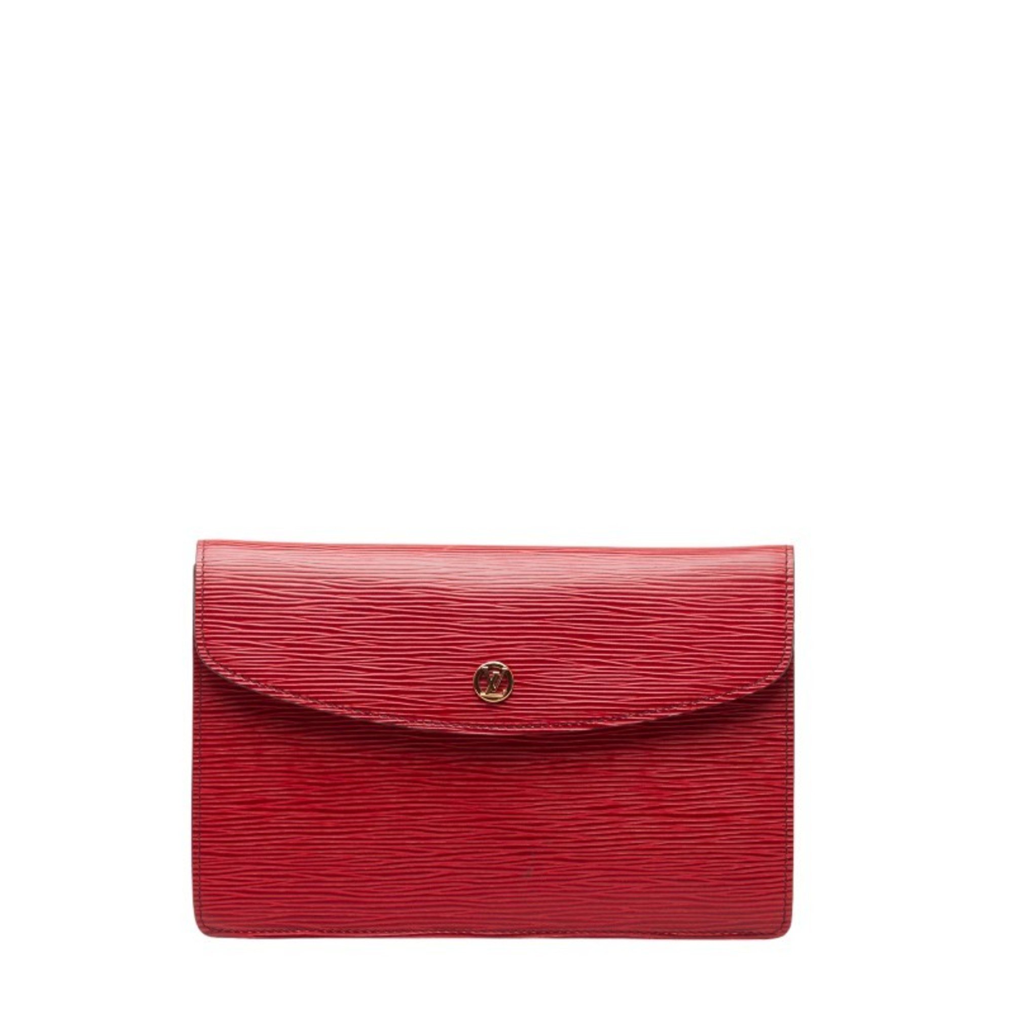 Louis Vuitton Epi Montaigne 27 Clutch Bag Second M52657 Castilian Red Leather Women's LOUIS VUITTON
