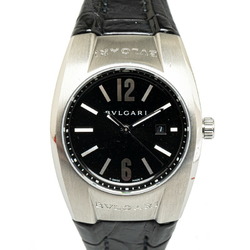 BVLGARI Ergon Watch EG30S Quartz Black Dial Leather Stainless Steel Women's