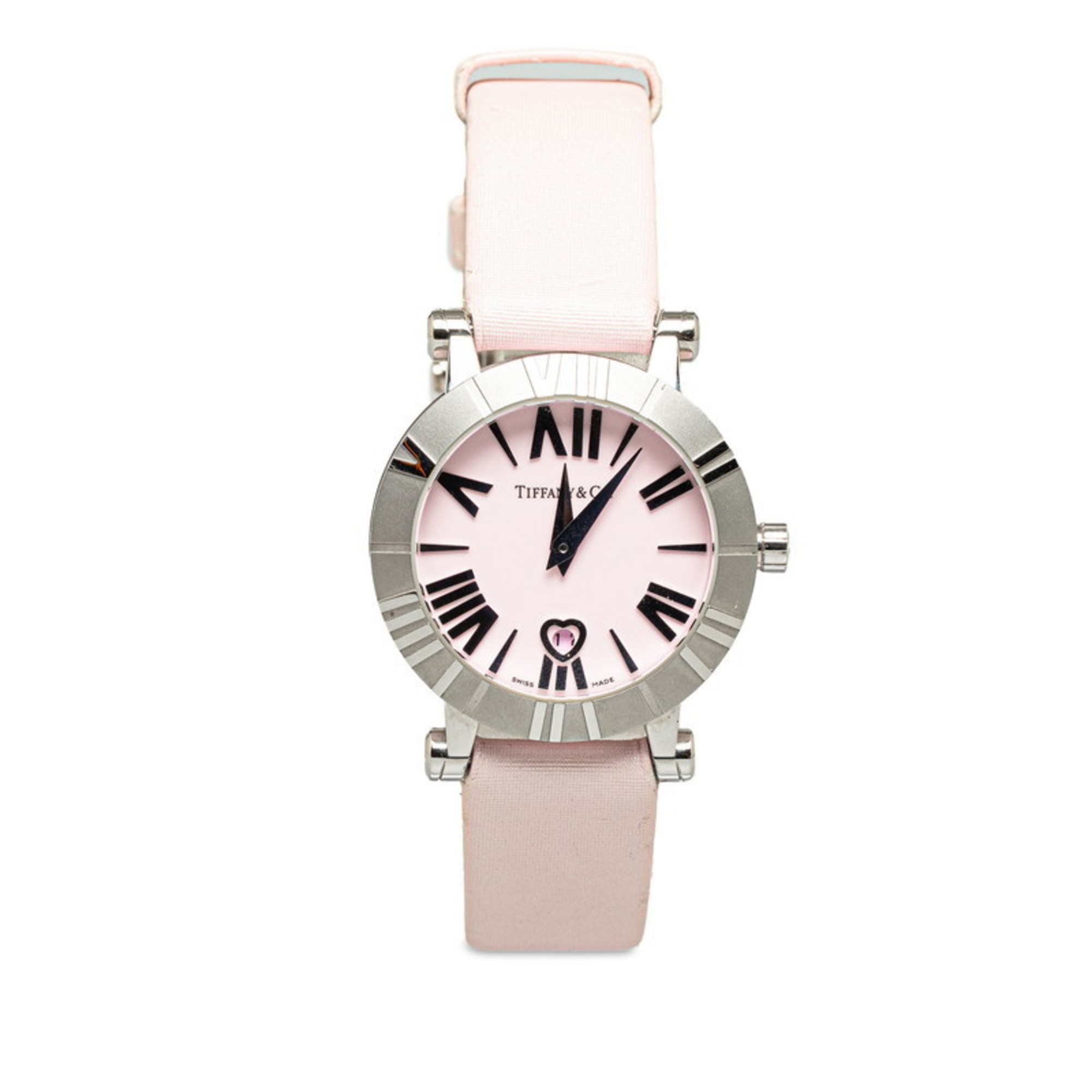 Tiffany Atlas Watch Z1300.11.11A311A Quartz Pink Dial Stainless Steel Leather Ladies TIFFANY&Co.