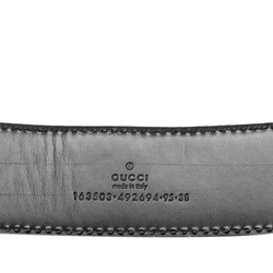 Gucci Belt 163503 Black Gold Leather Men's GUCCI
