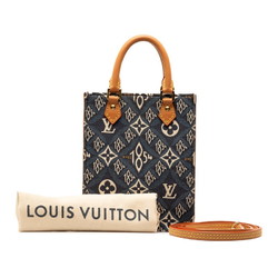 Louis Vuitton Monogram Jacquard Petite Sac Plat Handbag Shoulder Bag M80288 Blue Canvas Leather Women's LOUIS VUITTON