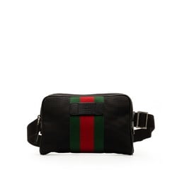 Gucci Sherry Line Waist Pouch Body Bag 630919 Black Red Canvas Leather Women's GUCCI