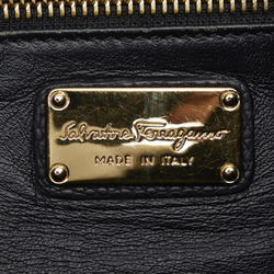 Salvatore Ferragamo Gancini Bag Handbag Black Silver Leather Women's