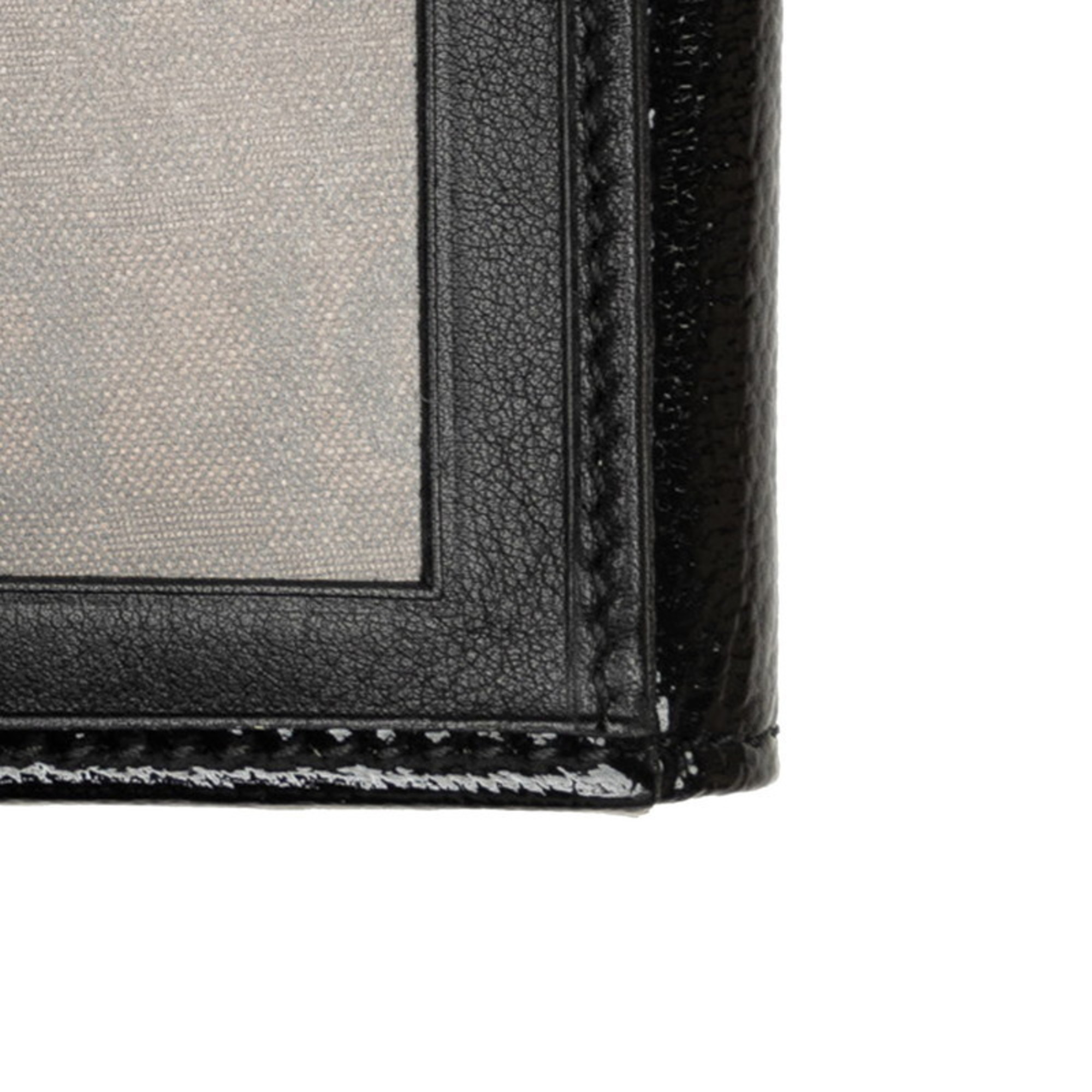 Salvatore Ferragamo Gancini Bi-fold Wallet Compact Black Silver Patent Leather Women's