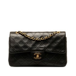 Chanel Matelasse 23 Coco Mark Double Flap Chain Shoulder Bag Black Lambskin Women's CHANEL