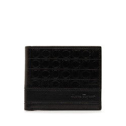 Salvatore Ferragamo Gancini Bi-fold Wallet Black Leather Women's