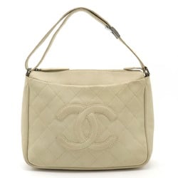 CHANEL Chanel Matelasse Coco Mark Shoulder Bag Leather Light Beige