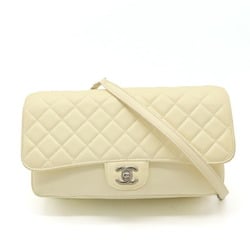 CHANEL Chanel Matelasse Coco Mark Accordion Chain Bag Shoulder Leather Light Cream