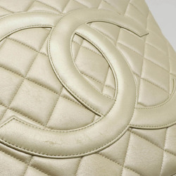 CHANEL Chanel Matelasse Coco Mark Reprint Tote Bag Shoulder Leather Champagne Gold A01804