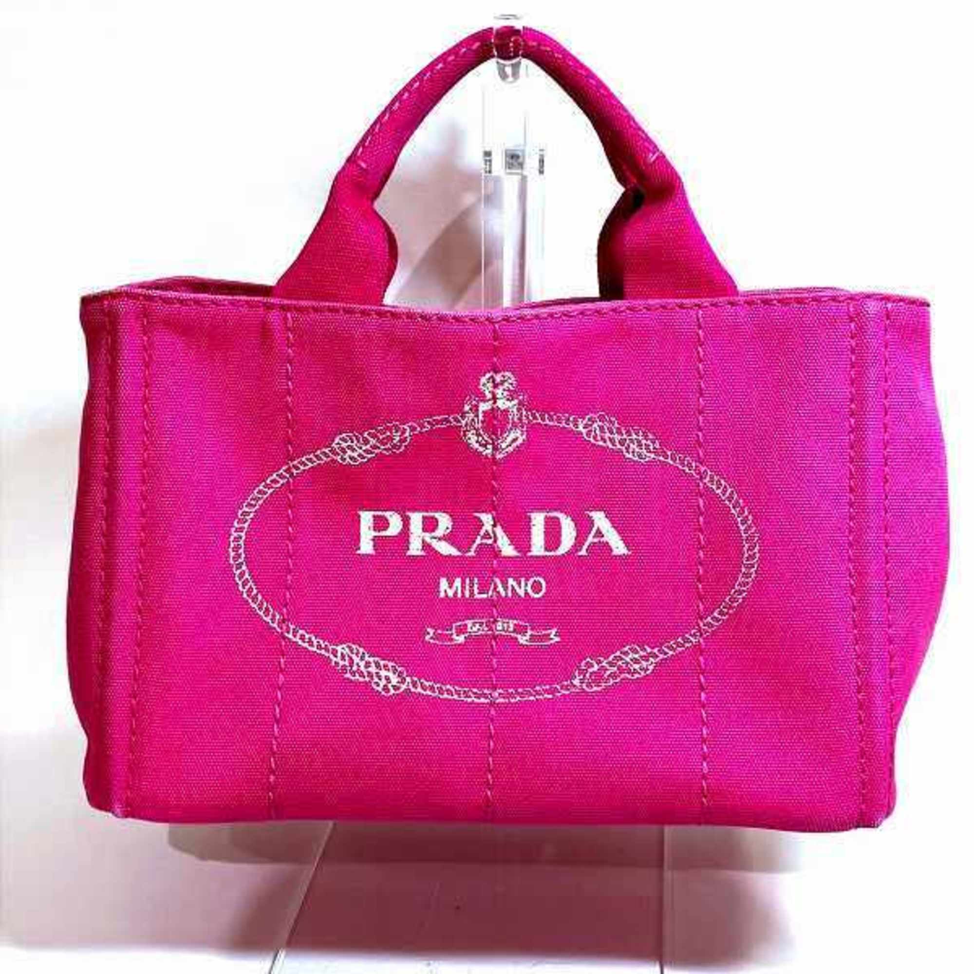 PRADA Canapa B2439G Pink Canvas Bag Tote for Women