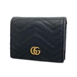 Gucci Wallet GG Marmont 466492 Leather Black Women's