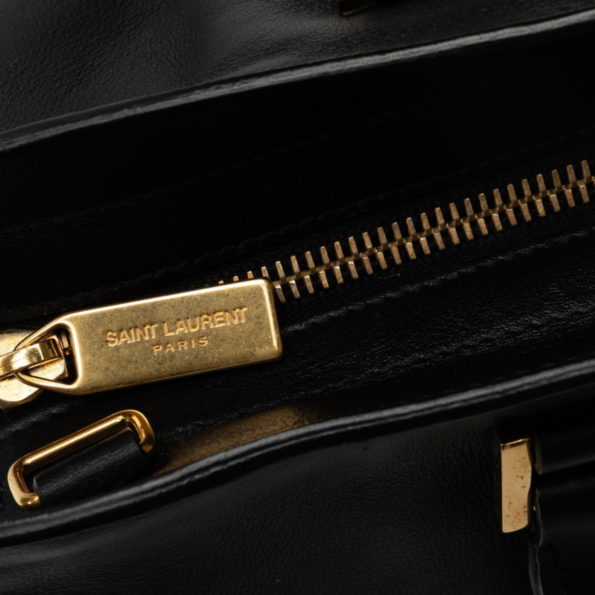 Saint Laurent Y-Line Petit Cabas Handbag Shoulder Bag 311210 Black Leather Women's SAINT LAURENT