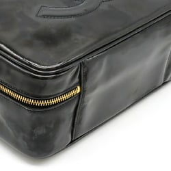 CHANEL Coco Mark Vanity Bag Handbag Pouch Shoulder Enamel Patent Leather Black A07061