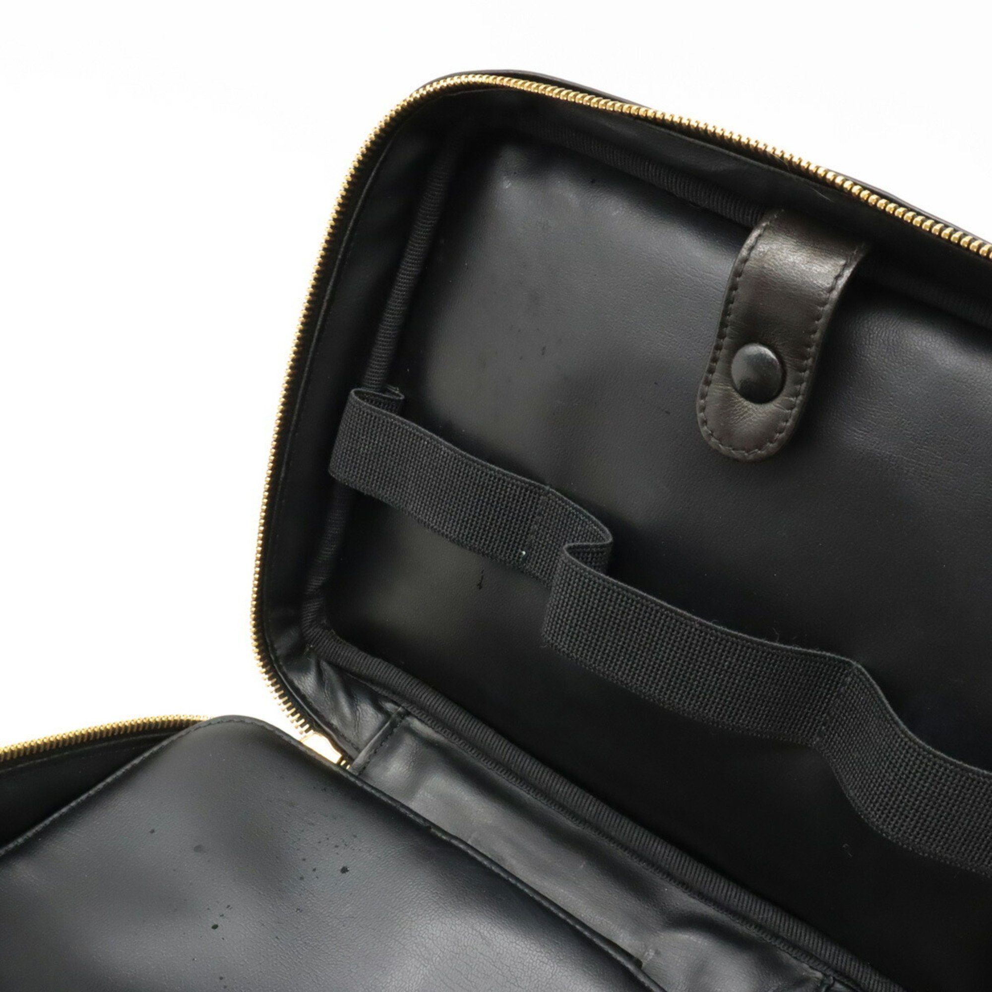 CHANEL Coco Mark Vanity Bag Handbag Pouch Shoulder Enamel Patent Leather Black A07061