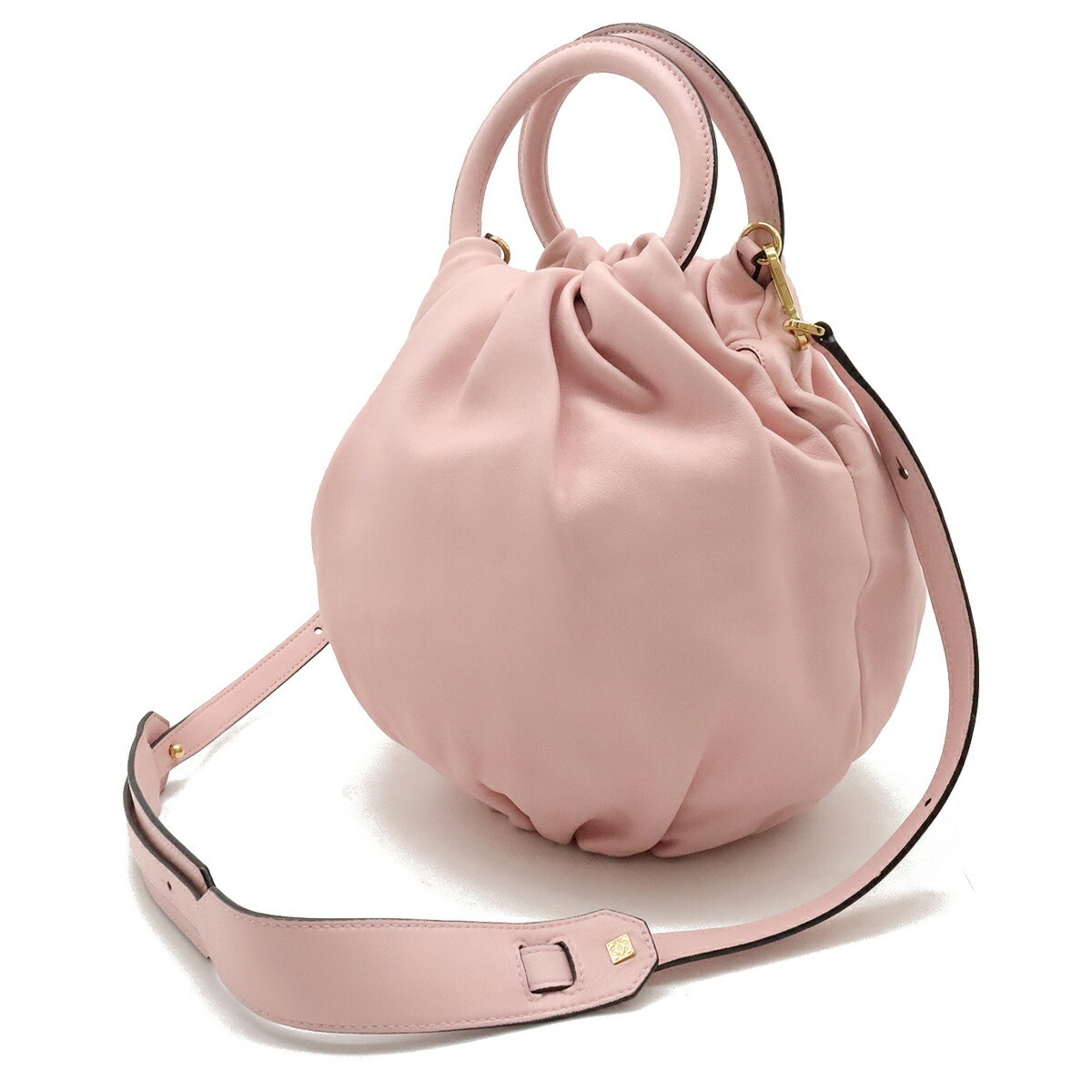 LOEWE Anagram Bounce Bag Handbag Shoulder Leather Pink 332.87.L40