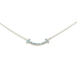 Tiffany T Smile Micro Necklace Blue Silver K18YG Yellow Gold Women's TIFFANY&Co.