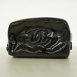 Chanel Pouch Patent Leather Black Women's