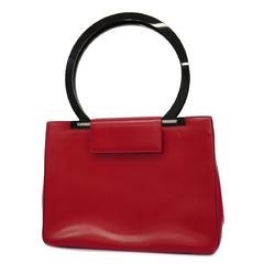 Salvatore Ferragamo Handbag Gancini Leather Black Red Women's