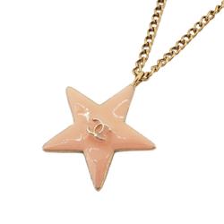 Chanel Necklace Coco Mark Star GP Plated Gold Pink 03A Women's