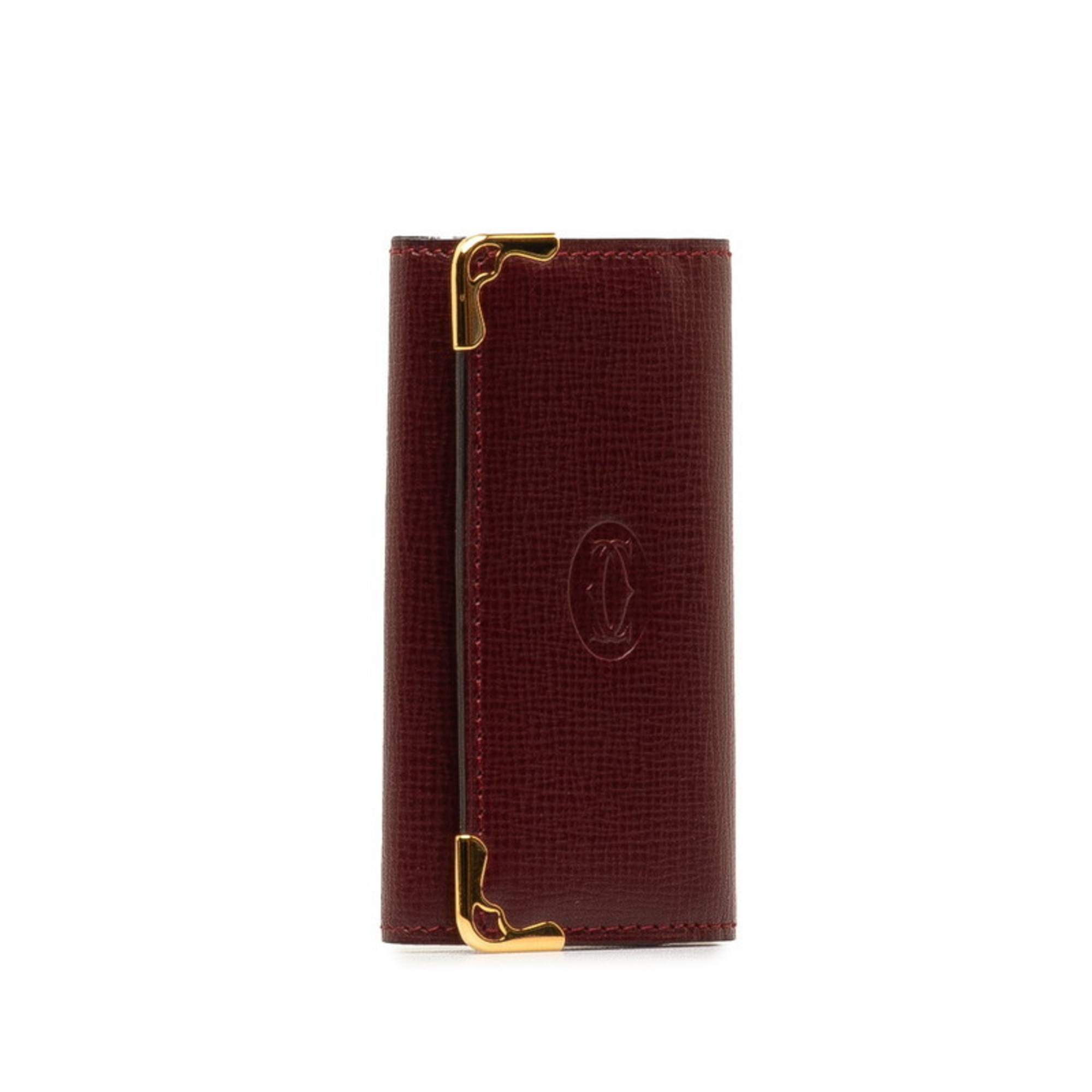 Cartier Must Line Key Case Wine Red Bordeaux Leather Women's CARTIER