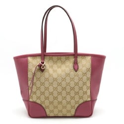 GUCCI GG Canvas Tote Bag Handbag Leather Beige Purple Pink 353119