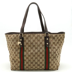 GUCCI Gucci GG Canvas Sherry Line Tote Bag Shoulder Khaki Beige Red Dark Brown 139260