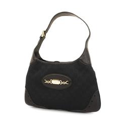 Gucci Shoulder Bag GG Canvas 145778 Navy Black Champagne Women's