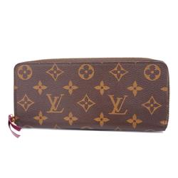 Louis Vuitton Long Wallet Monogram Portefeuille Clemence M60742 Fuchsia Brown Ladies