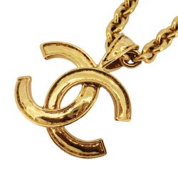 Chanel Necklace Coco Mark Chain Thick GP Plated Gold Women's