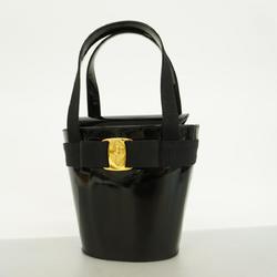 Salvatore Ferragamo Vara Enamel Black Handbag for Women