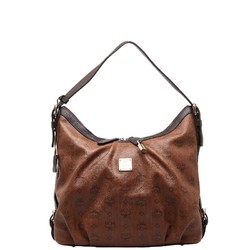 MCM Visetos Glam Bag Handbag Brown PVC Leather Women's