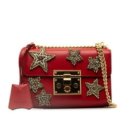 Gucci Star Chain Shoulder Bag 432182 Red Leather Women's GUCCI