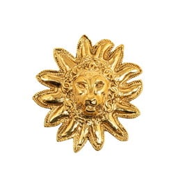 Chanel Lion Sun Motif Brooch Gold Plated Women's CHANEL