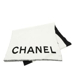 Chanel Coco Mark Stole Scarf Black White Cashmere Women's CHANEL