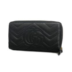 Gucci Long Wallet GG Marmont 443123 Leather Black Women's