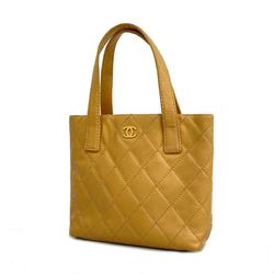 Chanel Tote Bag Wild Stitch Leather Beige Women's
