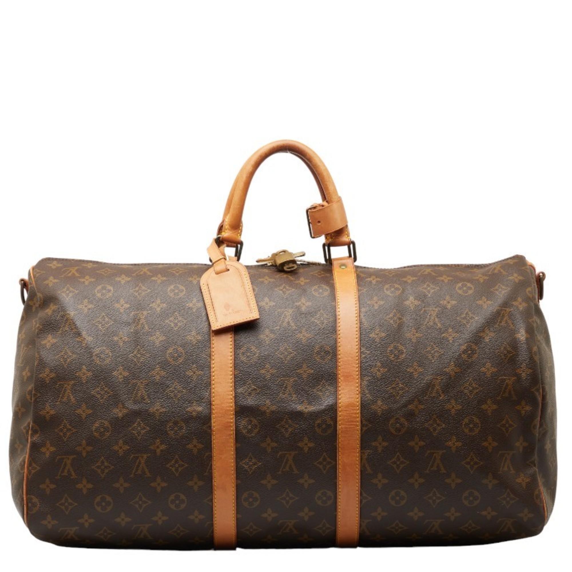 Louis Vuitton Monogram Keepall Bandouliere 55 Boston Bag Shoulder M41414 Brown PVC Leather Women's LOUIS VUITTON
